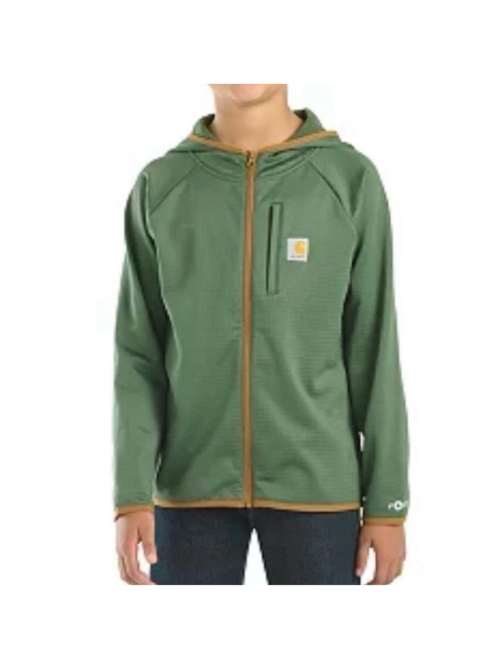 Carhartt Boys Full Zip Hoodie Youth Medium Green Lightweight Sweatshirt NWT - Picture 3 of 4